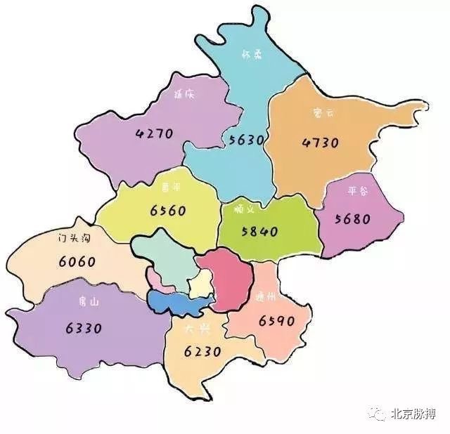 平均工资下的北京地图（郊区）