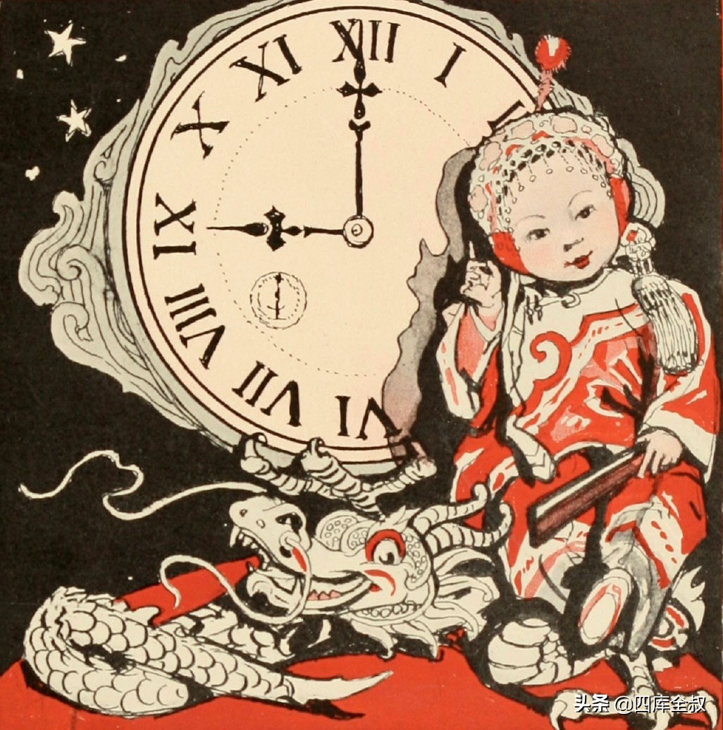 《A Chinese child’s day》是一本出版于1910年的英文儿歌集，书中包含15首歌曲和17幅插图。在Albertine Randall Wheelan绘制的这些插图中，配合歌曲以中国儿童和中式元素为题材，反映出宣统二年时，外国人眼中清末儿童的形象。